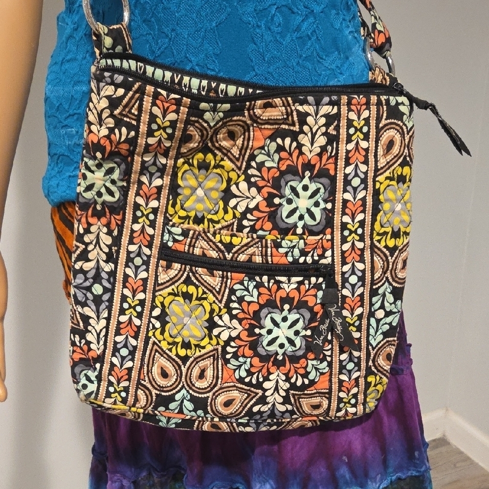 Vera Bradley Black and Orange Floral Crossbody Bag - Picture 2 of 6